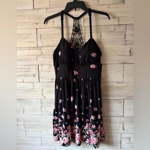 No‎ Boundaries black floral dress lace razorback size large new